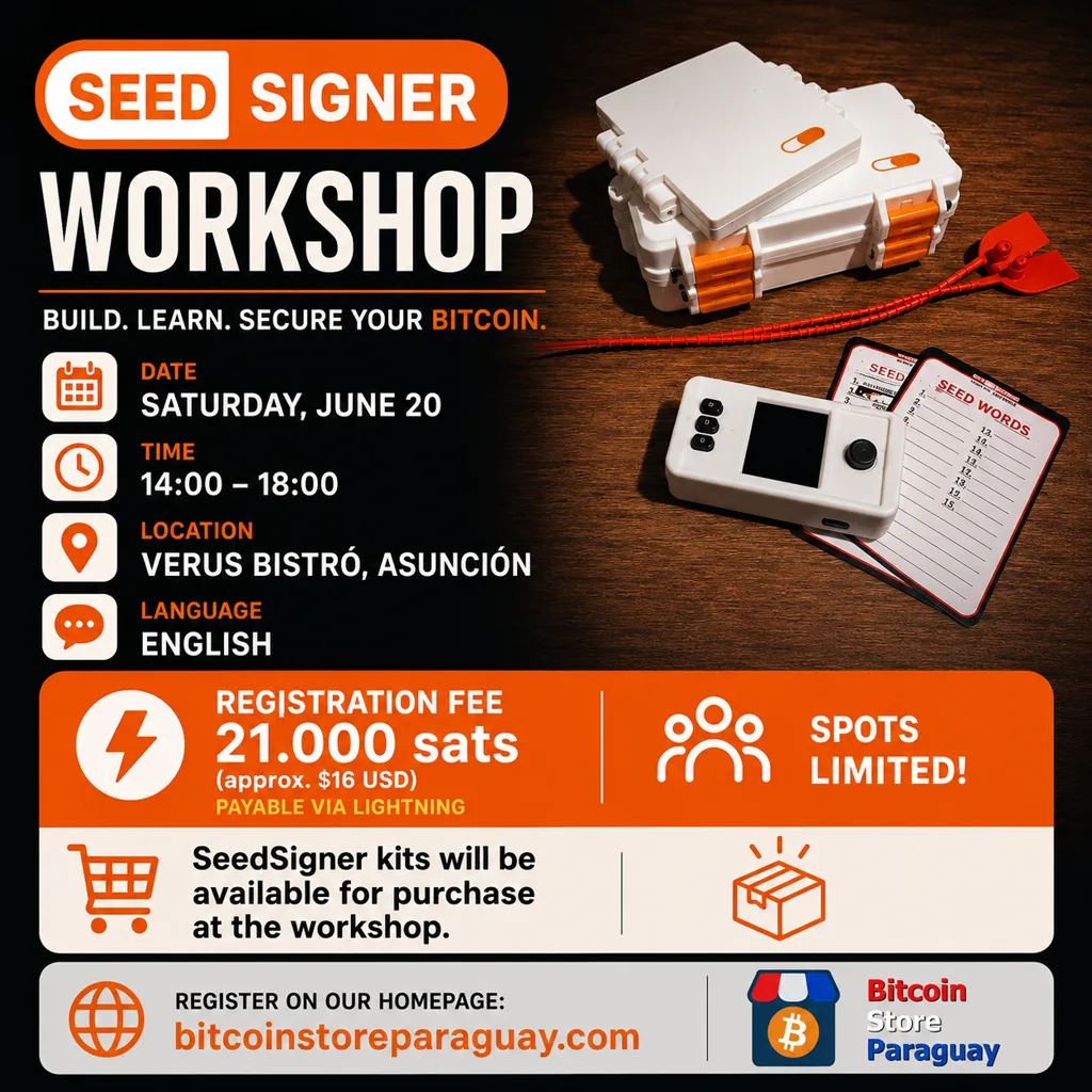 SeedSigner workshop June 2026 registration graphic